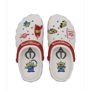 Crocs X Toy Story Pizza Planet Slip On Clog  White Red Size M6 W8 NEW